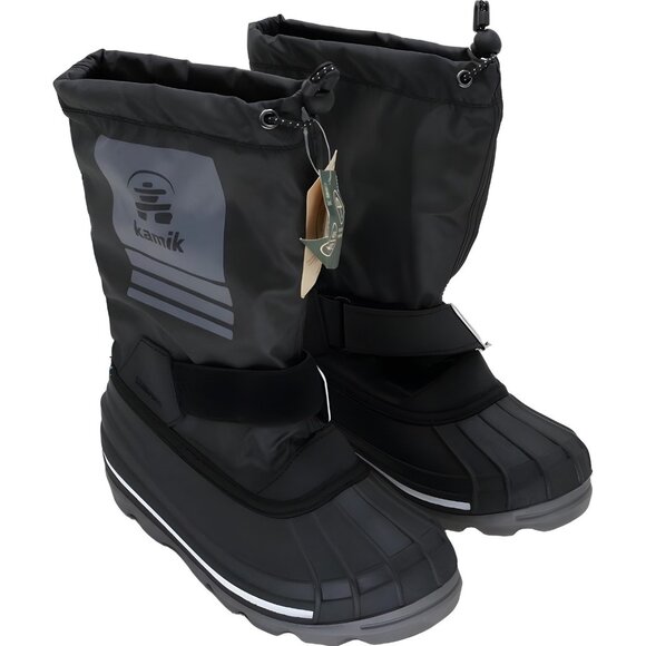 Kamik Sockwave Black Snow Boots Winter Traction Drawstring Boys US 5M - Picture 4 of 6